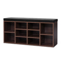 Artiss Shoe Rack Cabinet Bench 10 Cubes Walnut
