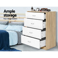 Artiss 4 Drawer Chest Burl Wood Storage Cabinet