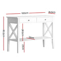 Artiss Console Table 100cm 2 Drawers White