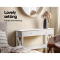 Artiss Console Table 100cm 2 Drawers White