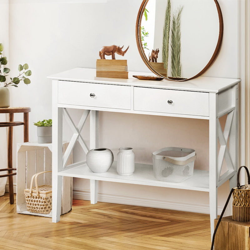 Artiss Console Table 100cm 2 Drawers White