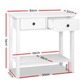 Artiss Console Table 80cm 2 Drawers White
