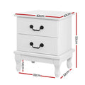 Artiss Bedside Table 2 Drawers White KUBI