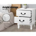 Artiss Bedside Table 2 Drawers White KUBI