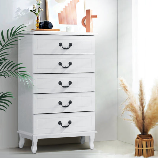 Artiss 5 Chest of Drawers White KUBI