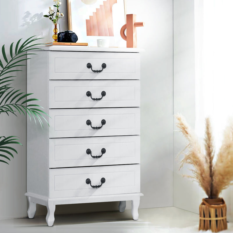 Artiss 5 Chest of Drawers White KUBI