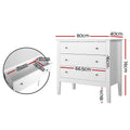Artiss 3 Drawer Chest White Bedroom Storage Dresser