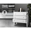 Artiss 3 Drawer Chest White Bedroom Storage Dresser