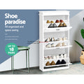 Artiss 2x Shoe Cabinet Storage Organiser 3 Flip Drawer White
