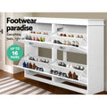 Artiss Shoe Rack Cabinet 16 Pairs 4-Tier White