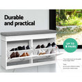 Artiss Shoe Rack Cabinet Bench 8 Pairs White Storage