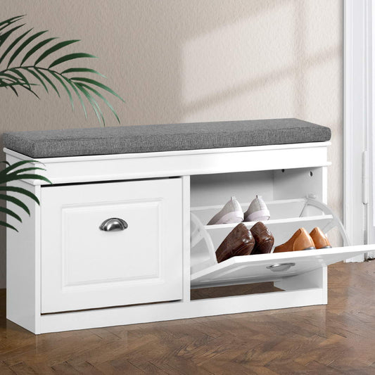 Artiss Shoe Rack Storage Cabinet Bench Organiser Shelf Fabric Cover Seat 8 Pairs