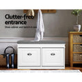 Artiss 2x Shoe Bench Set Flip Drawer White