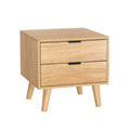 Artiss Bedside Table 2 Drawer Pine Nightstand Storage