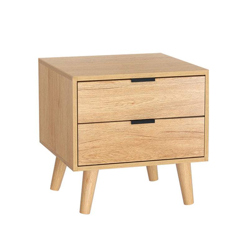 Artiss Bedside Table 2 Drawer Pine Nightstand Storage