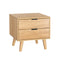 Artiss Bedside Table 2 Drawer Pine Nightstand Storage