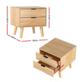 Artiss Bedside Table 2 Drawer Pine Nightstand Storage