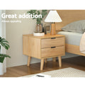 Artiss Bedside Table 2 Drawer Pine Nightstand Storage