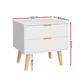Artiss Bedside Table 2 Drawers White