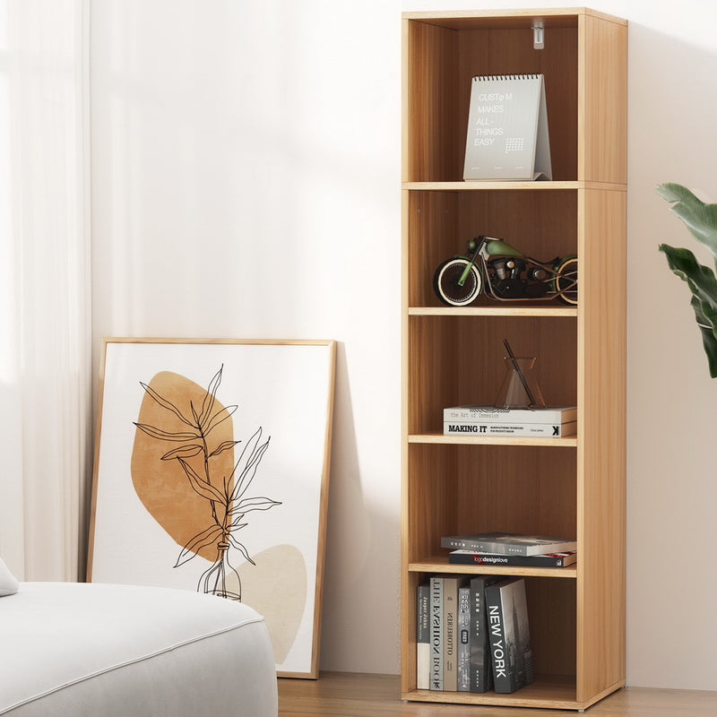 Artiss MILO 5 Tier Bookshelf Pine