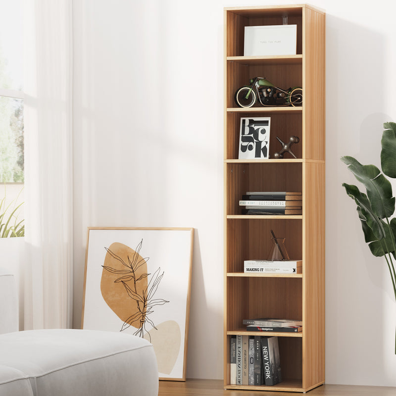 Artiss MILO 7 Tier Bookshelf Pine Wood Storage Shelves