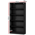 Artiss ANTON 5 Tier Bookshelf Black Storage Shelves