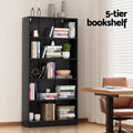 Artiss ANTON 5 Tier Bookshelf Black Storage Shelves