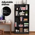 Artiss ANTON 5 Tier Bookshelf Black Storage Shelves