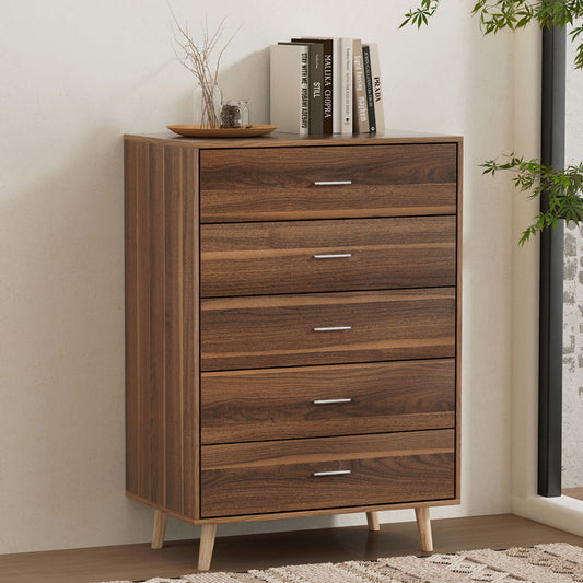 Artiss 5 Chest of Drawers MIRI Walnut