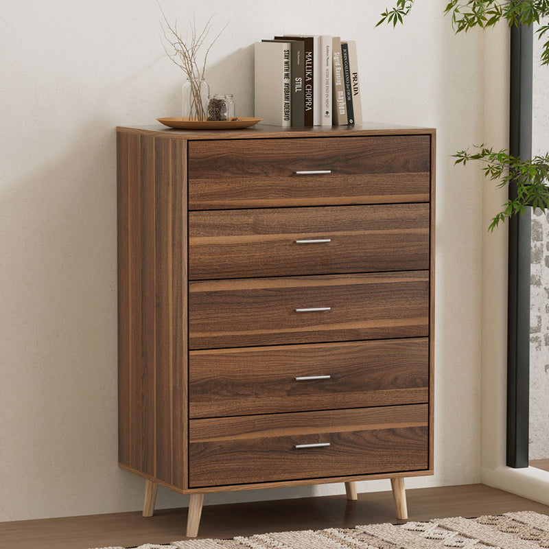 Artiss 5 Chest of Drawers MIRI Walnut