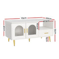 Artiss LED Coffee Table White Shelf Drawer Storage