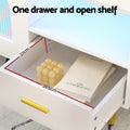 Artiss LED Coffee Table White Shelf Drawer Storage