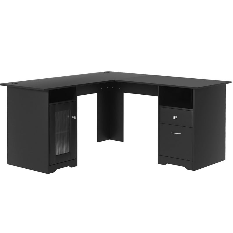 Artiss L-Shaped Corner Computer Desk with Storage Shelves
