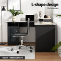 Artiss L-Shaped Corner Computer Desk with Storage Shelves