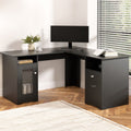 Artiss L-Shaped Corner Computer Desk with Storage Shelves