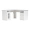 Artiss L-Shape Computer Desk 150cm White with Shelf Cabinet