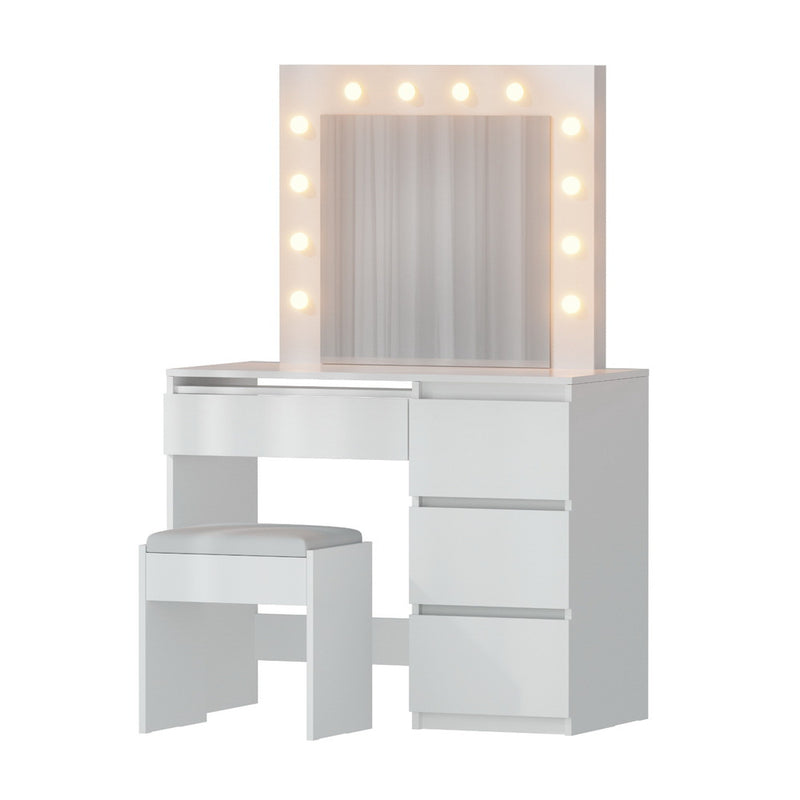 Artiss Dressing Table with Stool 12 LED Bulbs White