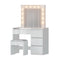 Artiss Dressing Table with Stool 12 LED Bulbs White