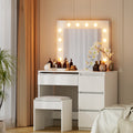 Artiss Dressing Table with Stool 12 LED Bulbs White