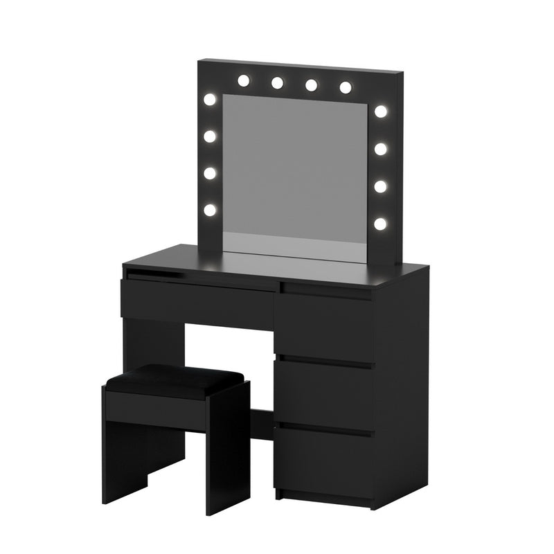 Artiss Dressing Table with Stool LED Bulbs Black