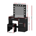 Artiss Dressing Table with Stool LED Bulbs Black