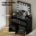 Artiss Dressing Table with Stool LED Bulbs Black