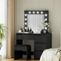 Artiss Dressing Table with Stool LED Bulbs Black
