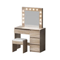 Artiss Dressing Table Set 12 LED Bulbs Mirror Stool Wood
