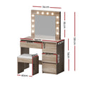 Artiss Dressing Table Set 12 LED Bulbs Mirror Stool Wood