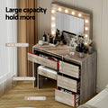 Artiss Dressing Table Set 12 LED Bulbs Mirror Stool Wood
