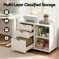 Artiss 3 Drawer Mobile Filing Cabinet White Printer Stand