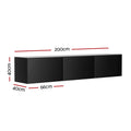 Artiss 200CM TV Cabinet Black High Gloss 3 Cabinets Floating