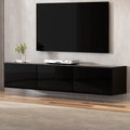 Artiss 200CM TV Cabinet Black High Gloss 3 Cabinets Floating