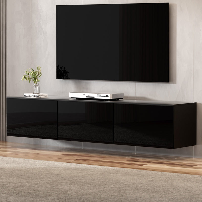 Artiss 200CM TV Cabinet Black High Gloss 3 Cabinets Floating